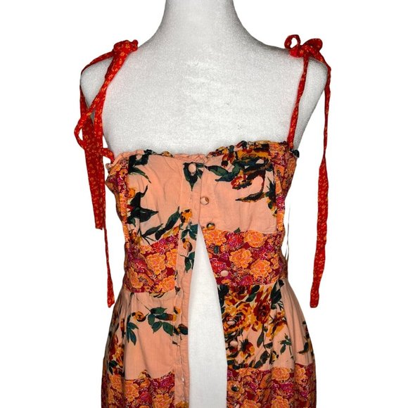 Free People Floral Patchwork Maxi Dress - Pink and Peach - Picture 6 of 10